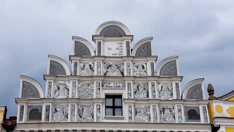 modern european architecture of building in czech republic, handheld tilt shot
