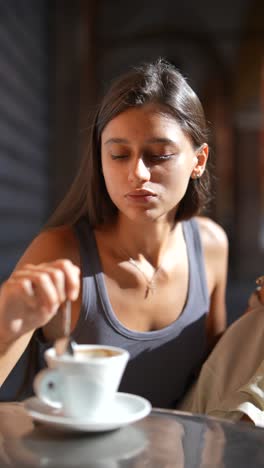 woman enjoying coffee outdoors