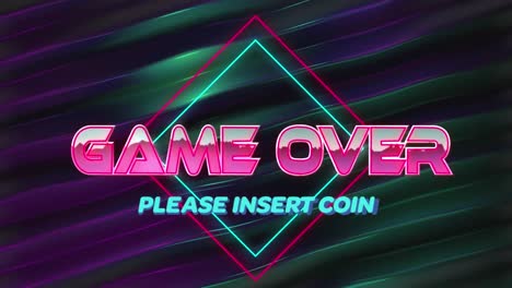 Animation-of-game-over-please-insert-coin-in-digital-abstract-space