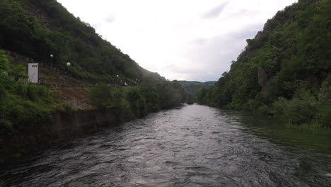 flight drone view over river