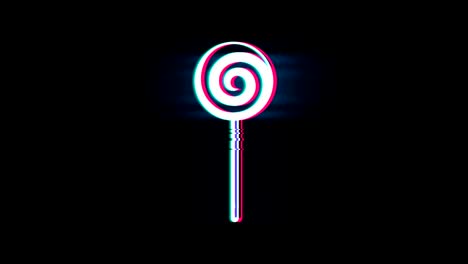 lollipop candie symbol on glitch retro vintage animation.