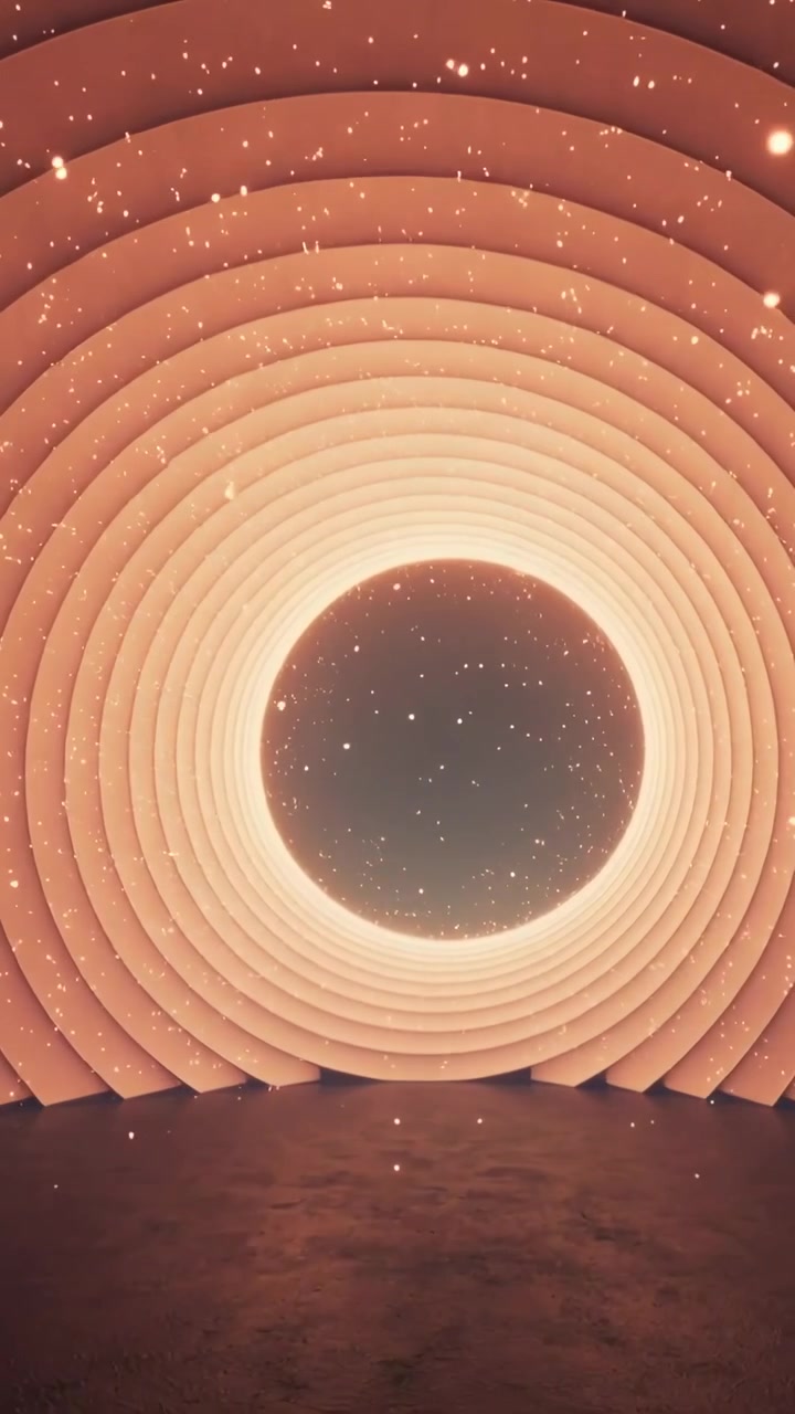 Vertical video: Zooming camera drawing eye toward glowing core in ringed chamber