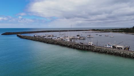 aerial view of a coastal marina
