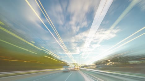 early morning hyperlapse fast motion on highway