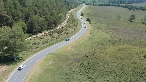carretera con curvas con coches desde arriba