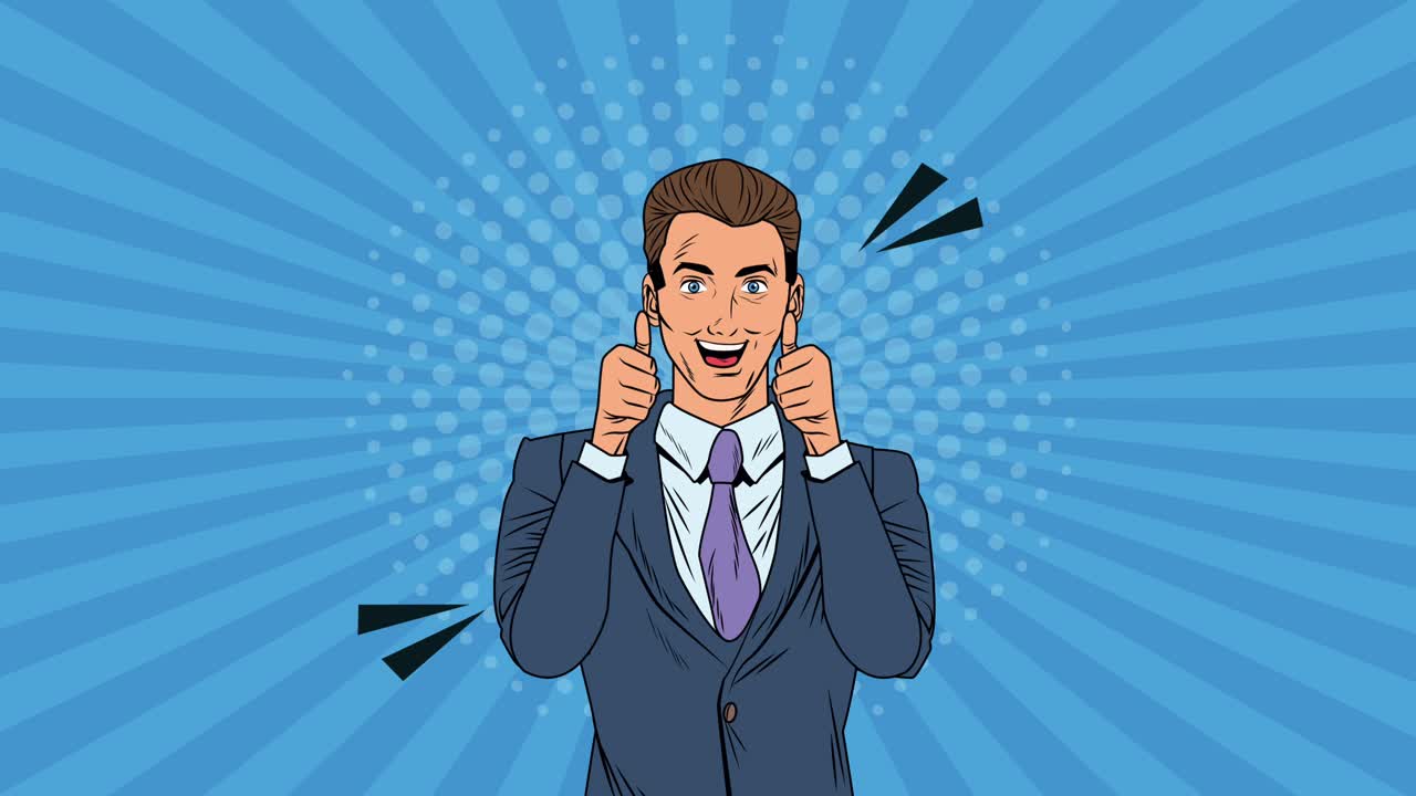 elegante hombre de negocios estilo pop art animación