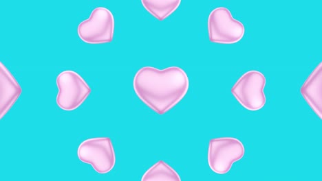 pink heart pattern on teal background