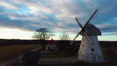 old araisi windmill in latvia aerial shot from above