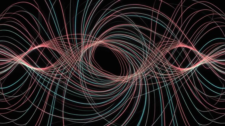 Abstract Motion Graphics with Glowing Pink and Blue Swirling Lines