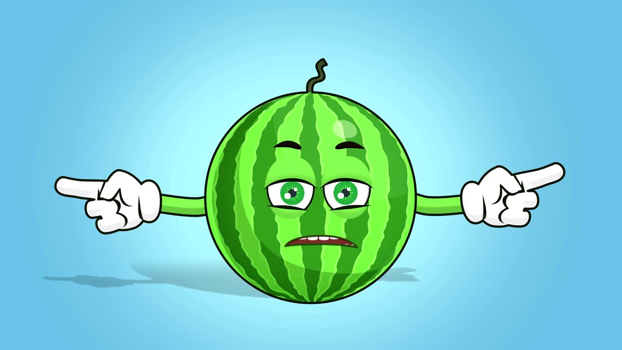 만화 수박 얼굴 애니메이션 알파 매트와 함께 불행한 이중 측면 포인터