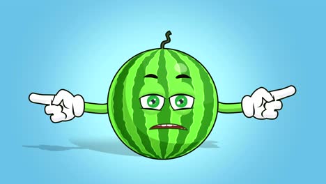 cartoon watermelon face animation unhappy double side pointer with alpha matte