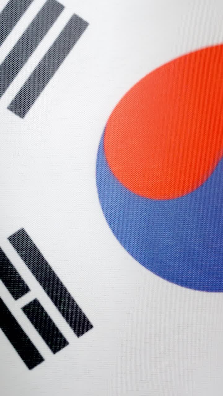 Vertical video of south korean national flag waving by the wind