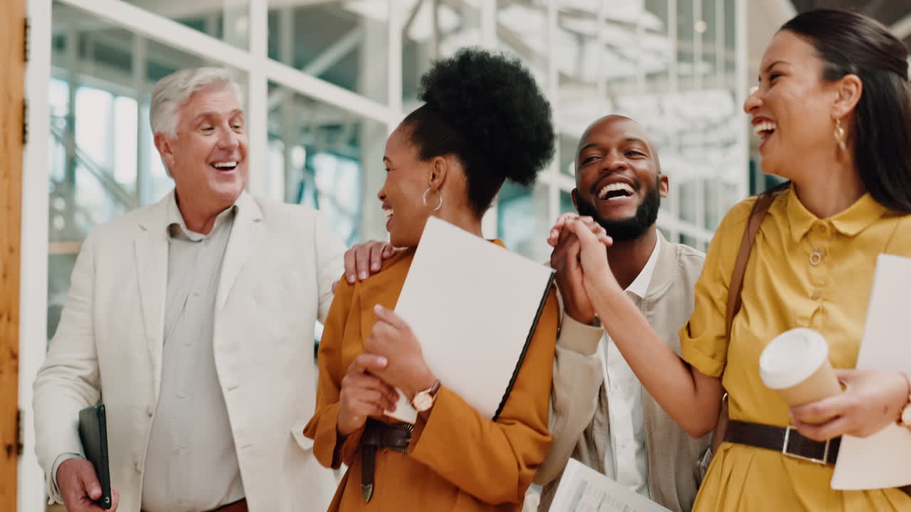Teamwork, success and high five to celebrate