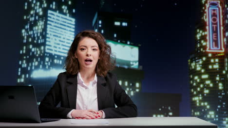 presentadora de un programa de entrevistas nocturno
