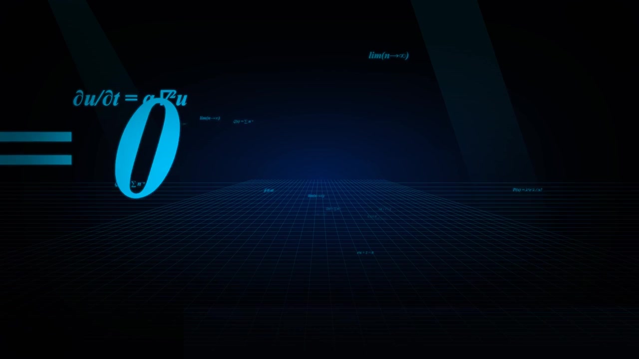 Mathematical Formulas Floating in a Dark Digital Grid Environment