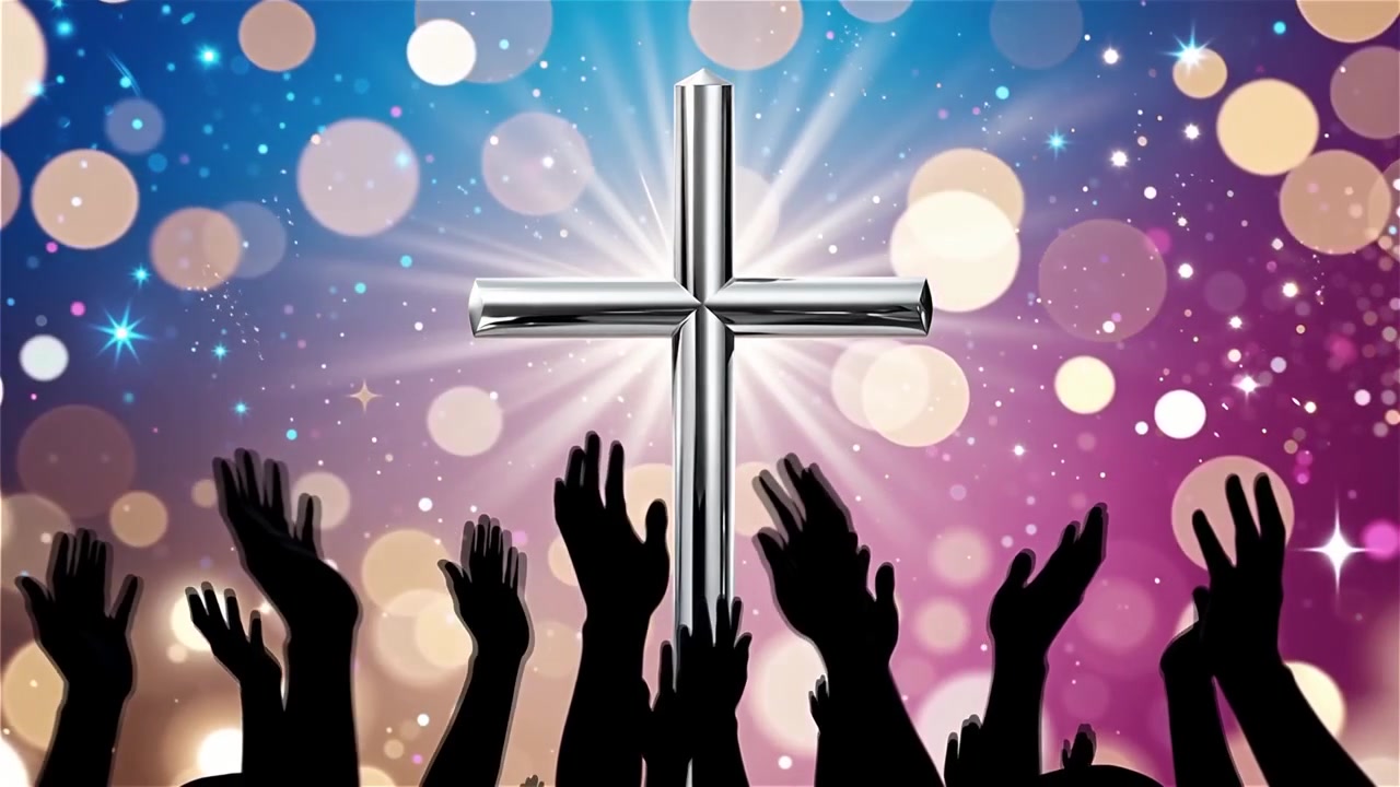 Cruz Cristiana con Luz Celestial, Fondo para Adoración.