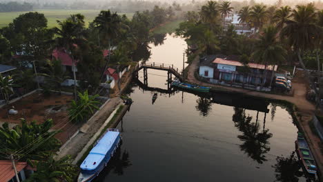 munroe island lake resort from above in kerala, india