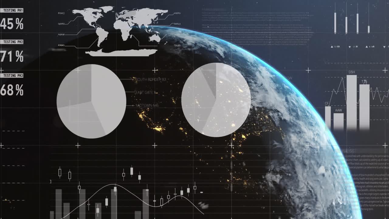 世界中の統計と金融データ処理のアニメーション