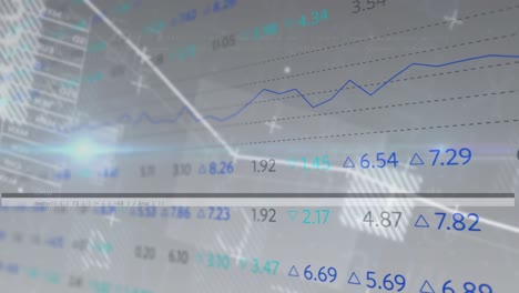 animación del procesamiento de datos financieros con gráfico sobre fondo gris