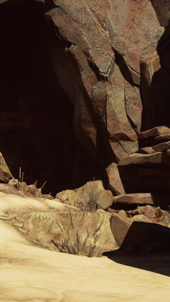 un paisaje rocoso del desierto con una cueva