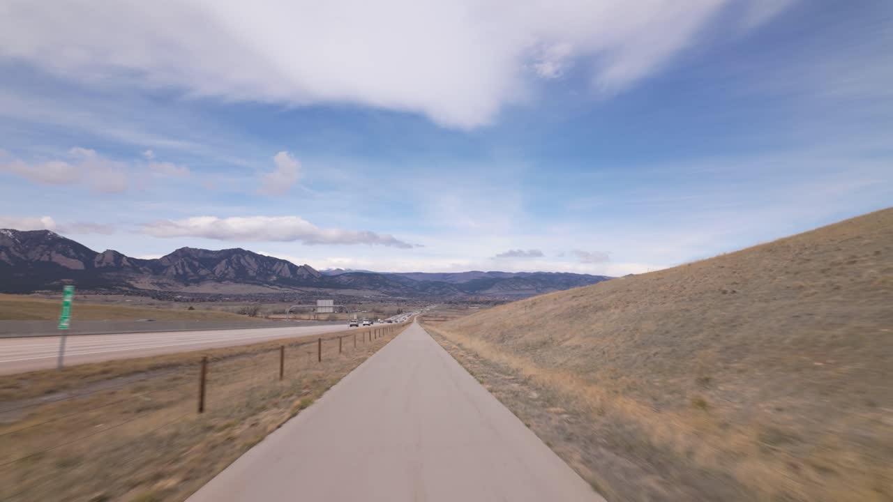 Concrete Path For Non-Motorized Route Over US 36 Bikeway In Colorado Near Denver, United States. POV