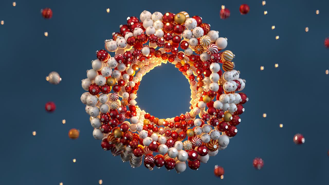 크리스마스 공, 휴일 장식, 원활한 루프, 3d 렌더링 애니메이션