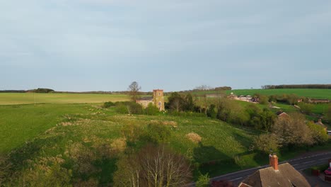 aerial drone footage of a small lincolnshire village called burwell in the uk