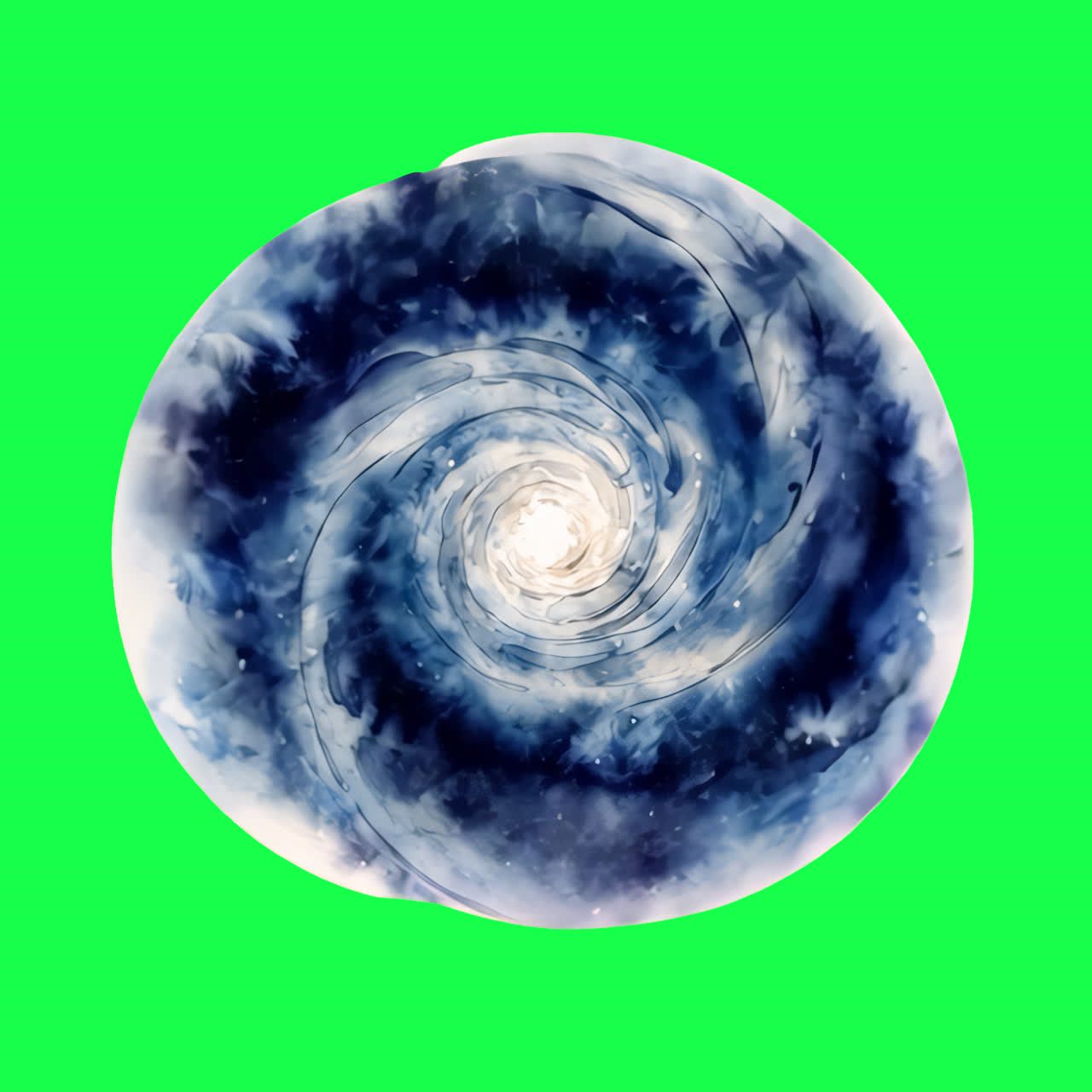 Abstract swirling blue vortex animation isolated asset, transparent 4K video, alpha channel, ProRes
