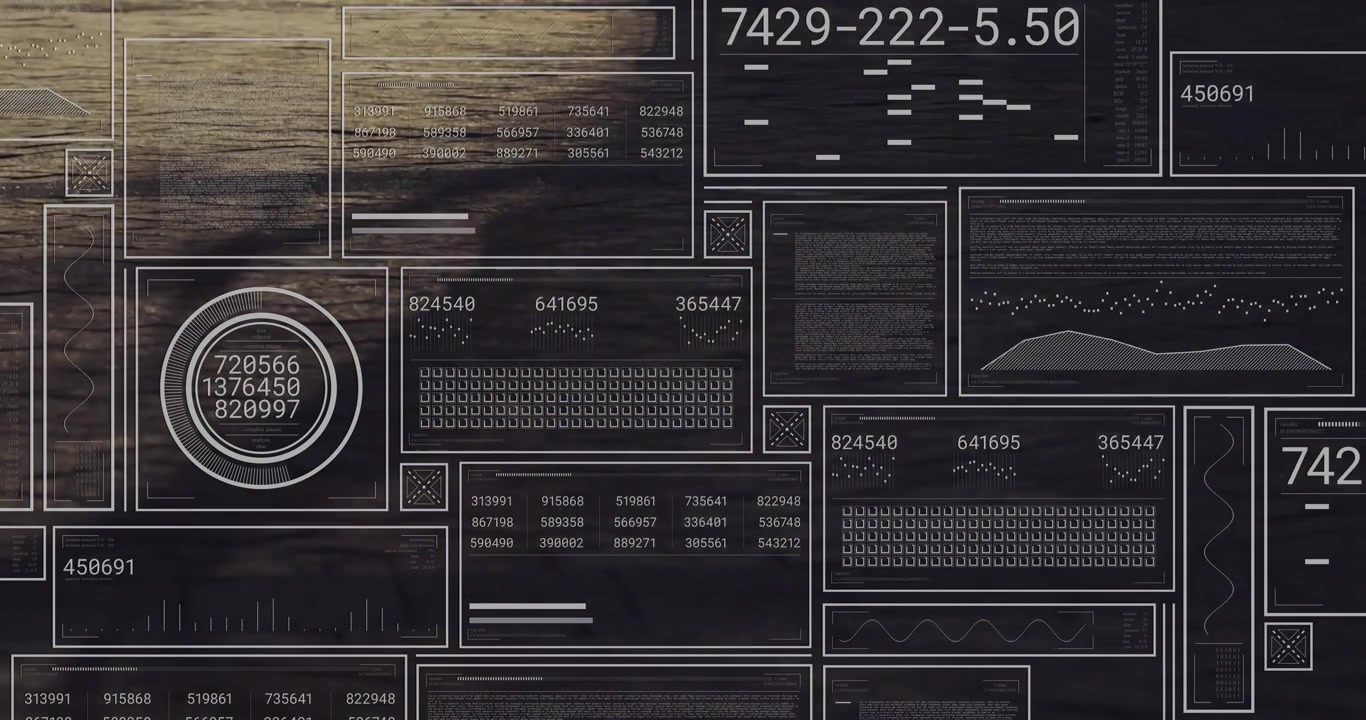 Animation of data processing over people walking on street