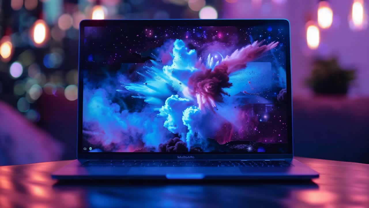 Stylish Laptop Display with Abstract Graphic Design