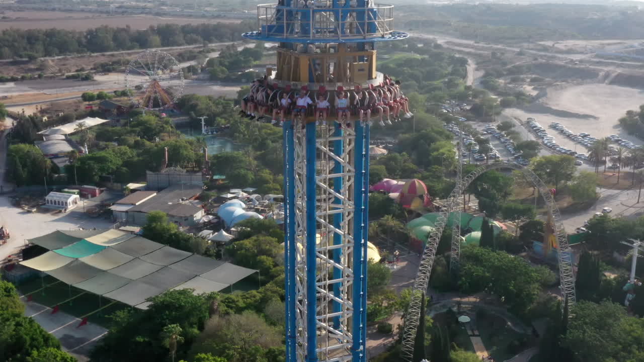 Amusement park ride with people