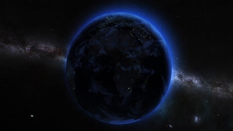 earth at night from space with milky way