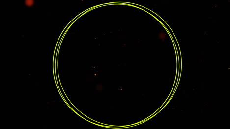 animación de círculos amarillos brillantes y formas abstractas sobre manchas naranjas en el fondo