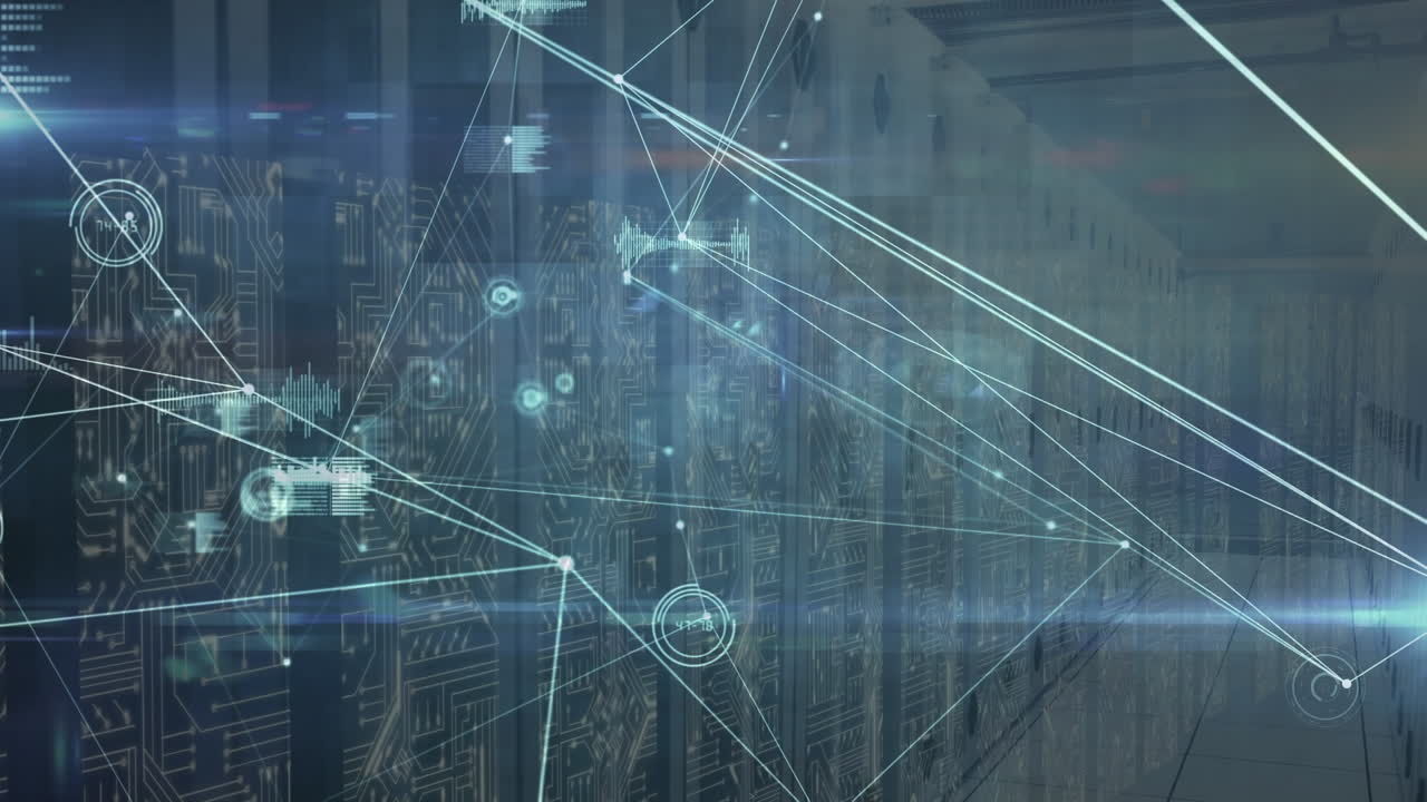 Animation of network of connections and diverse data over servers