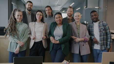 diverse team photo in modern office