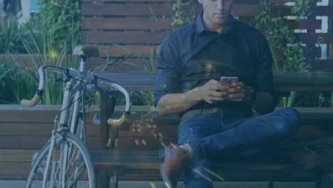 man using smartphone and traffic
