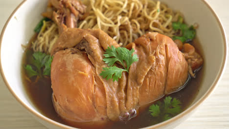 Noodles-with-Braised-Chicken-in-Brown-Soup-Bowl---Asian-food-style