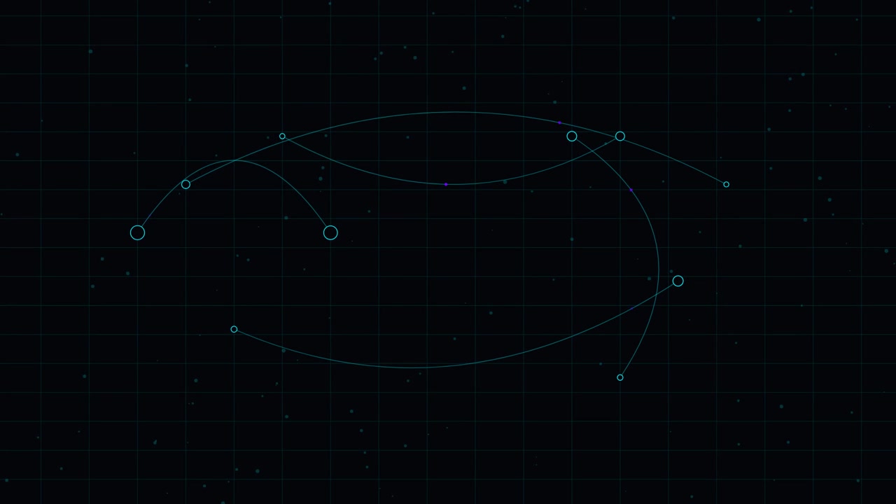 Abstract Digital Network Connection Animation on Dark Grid Background