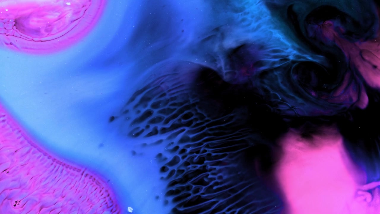 Abstract Liquid Art - Ink Macro Colours - Pink Black Blue, UHD