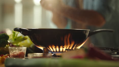cooking in a wok