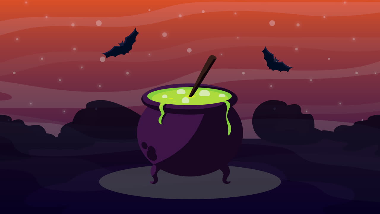 el caldero de halloween con poción