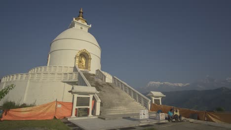 peace pagoda in nepal with mountain view