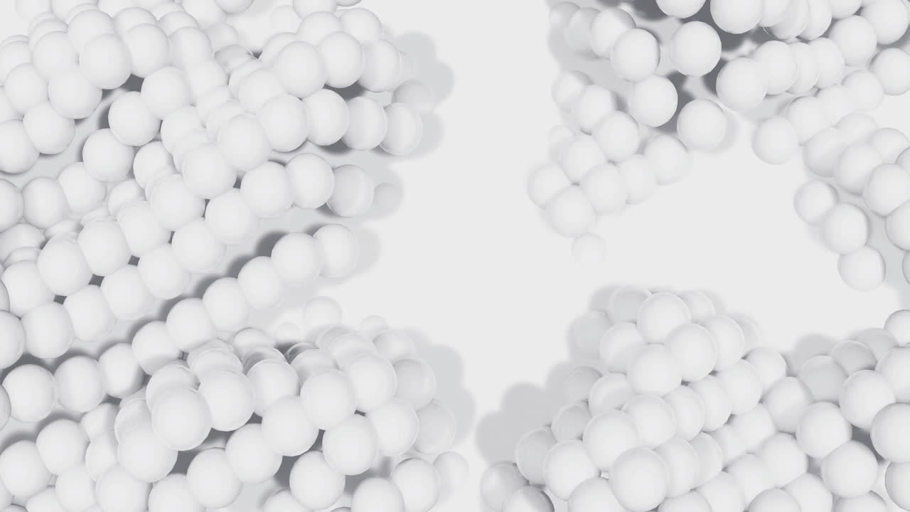 animación de bolas 3d que se mueven contra un fondo blanco