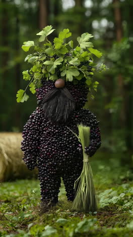 a whimsical and enchanting forest creature made entirely of colorful berries and vibrant greens