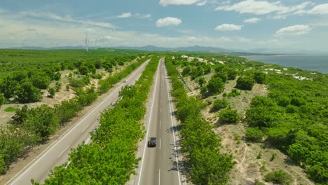 Drone-view-Bau-Trang-route-of-Phan-Thiet,-Binh-Thuan-province,-central-Vietnam