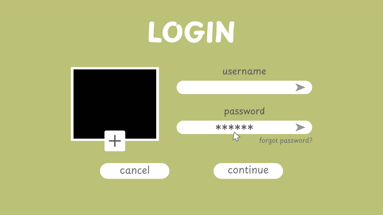Mouse Cursor Typing Password on Digital Login Screen