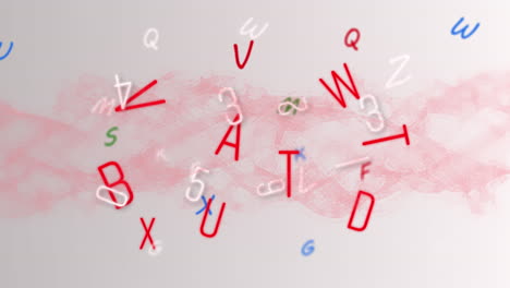 animación de números y letras que cambian con cadena de adn en fondo gris