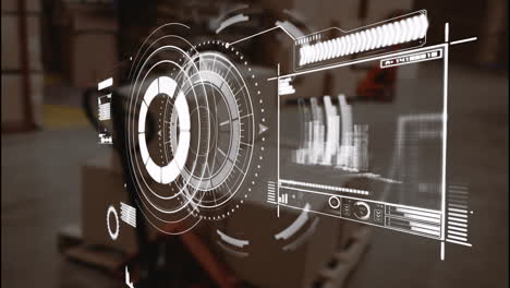 Animation of futuristic interface with circular patterns and data in school setting