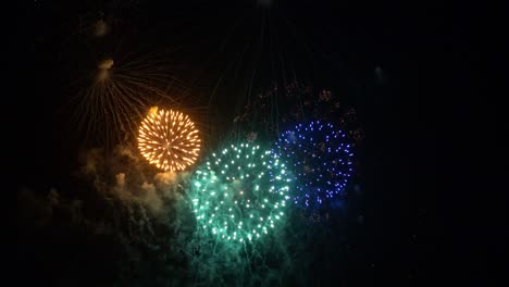 beautiful colourful fire work display at night for celebration in festival