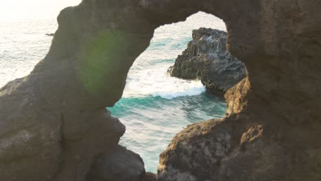 Powerful-waves-crashing-into-volcanic-rocks-in-Los-Gigantes,-Tenerife